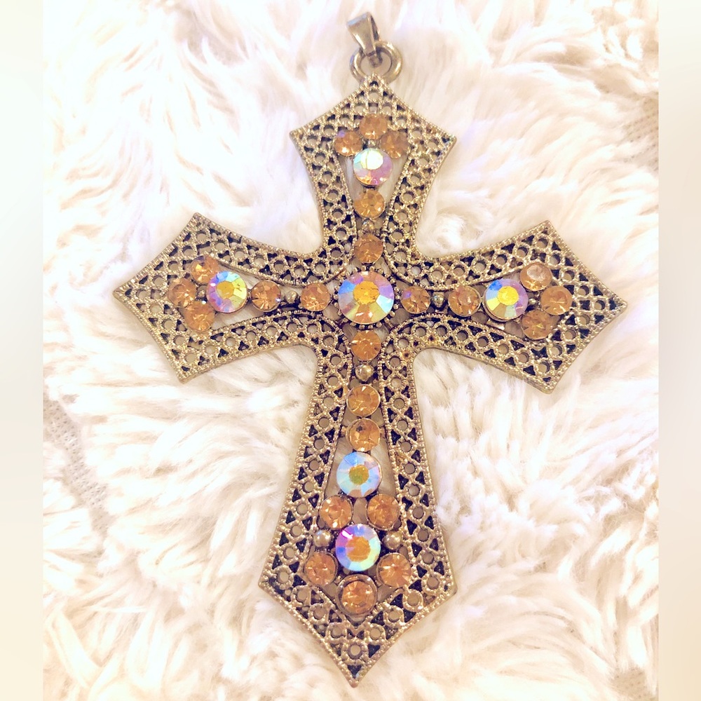Rhinestones decorated cross 2.6 inch long